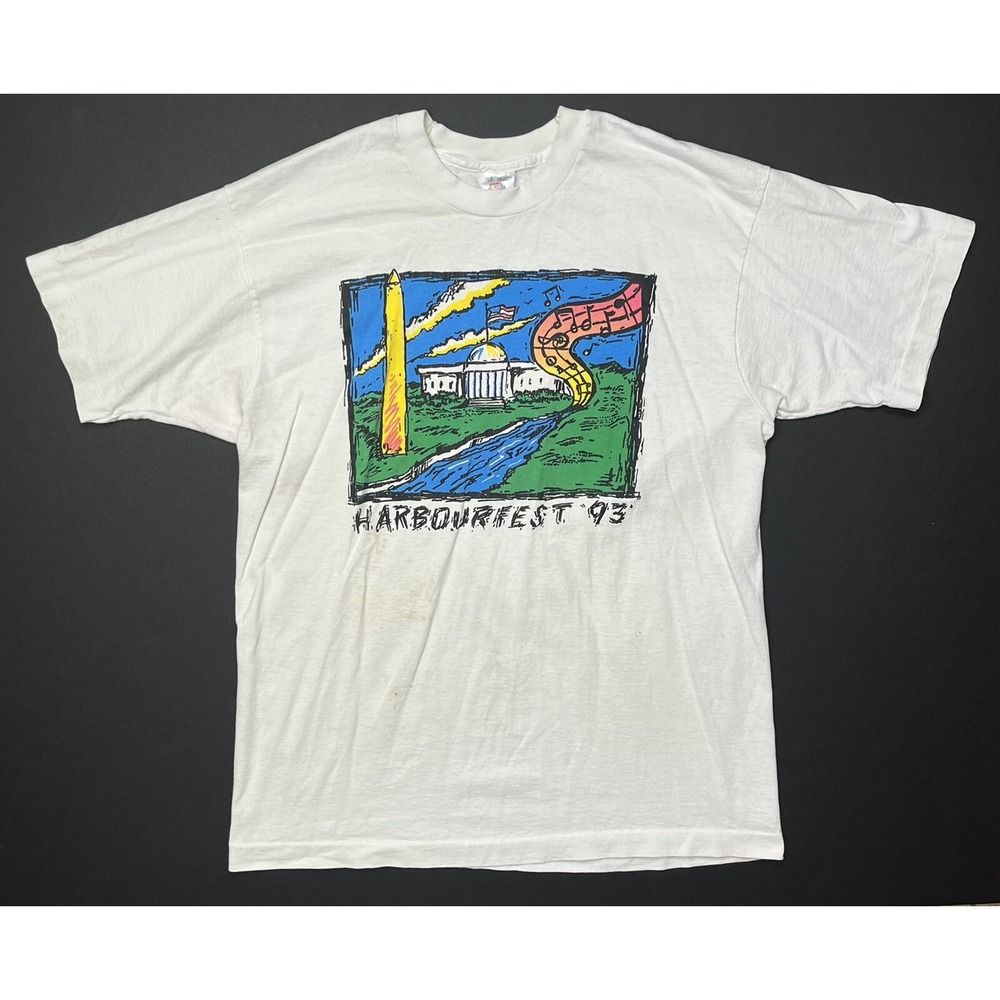 Harbourfest 93 Vintage T-Shirt Large Single Stitch USA Washington DC *Stained